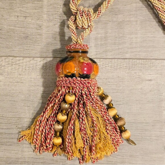 Handcrafted Huge Curtain Tassel Tie-back Ceramic and beads - Picture 2 of 6